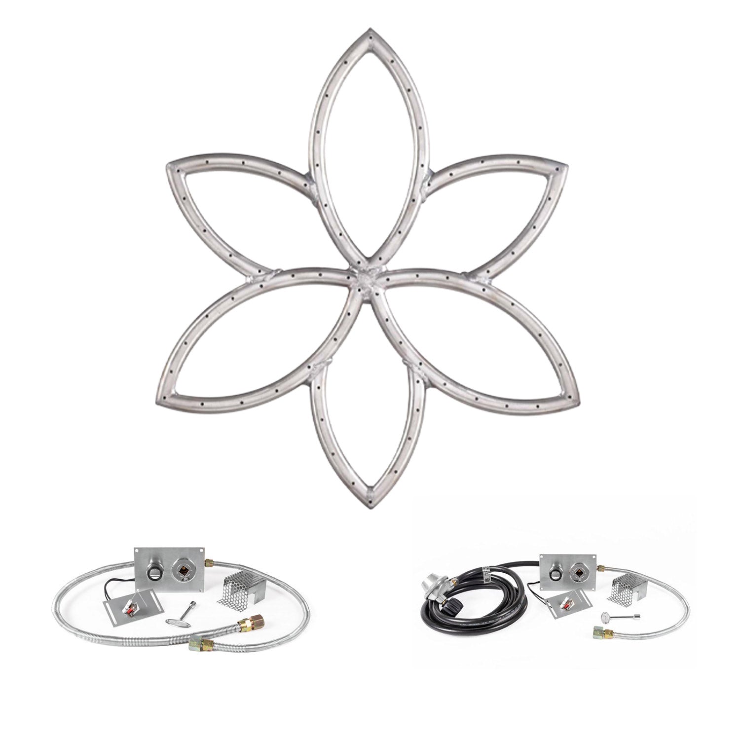 The Outdoor Plus Lotus Flower Spark Ignition Gas Fire Pit Burner Kit