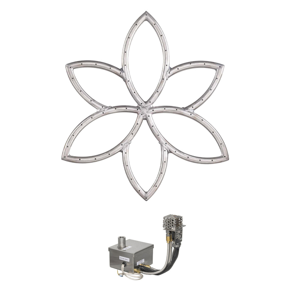 The Outdoor Plus Lotus Flower Electronic Ignition Gas Fire Pit Burner Kit