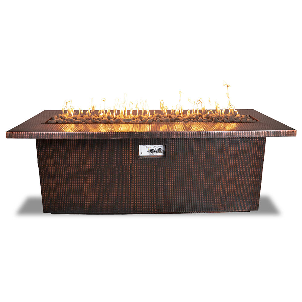 TOP Fires by The Outdoor Plus Fremont 24-Inch Tall Linear Copper Gas Fire Pit
