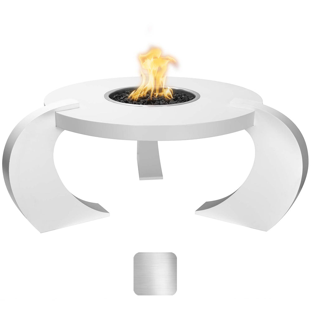 TOP Fires by The Outdoor Plus Frisco Round Stainless Steel Match Light Gas Fire Table