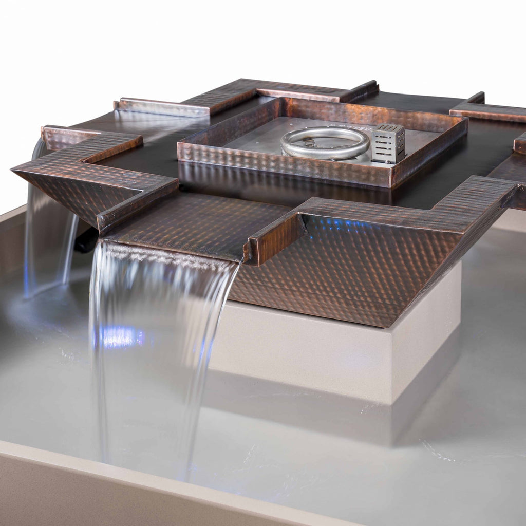 TOP Fires by The Outdoor Plus Olympian Square Copper 4-Way Fire and Water Bowl