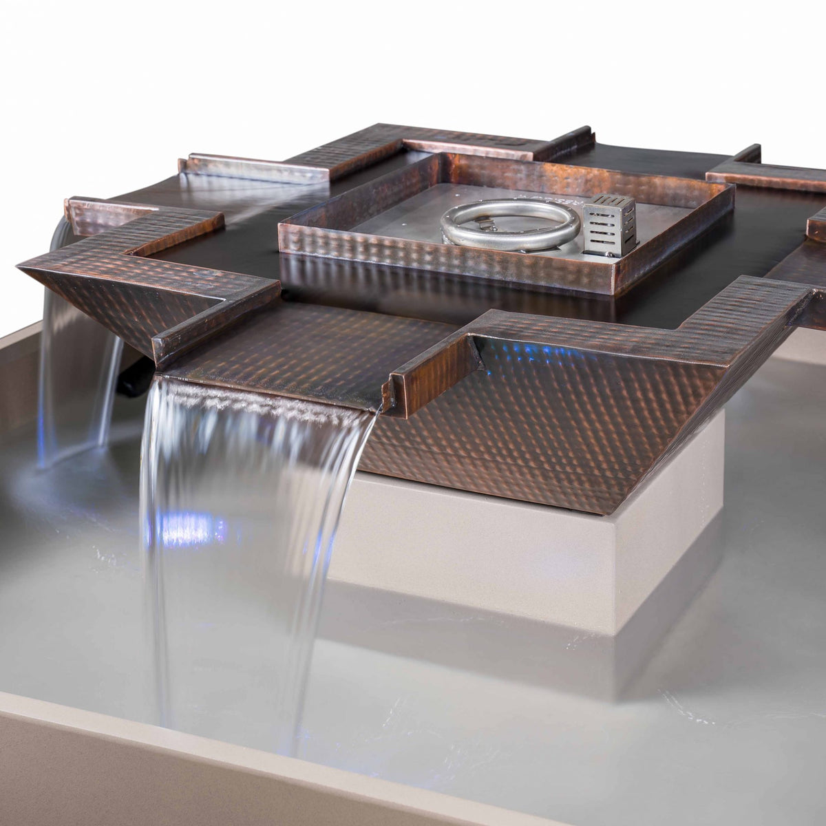 TOP Fires by The Outdoor Plus Olympian Square Copper 4-Way Fire and Water Bowl