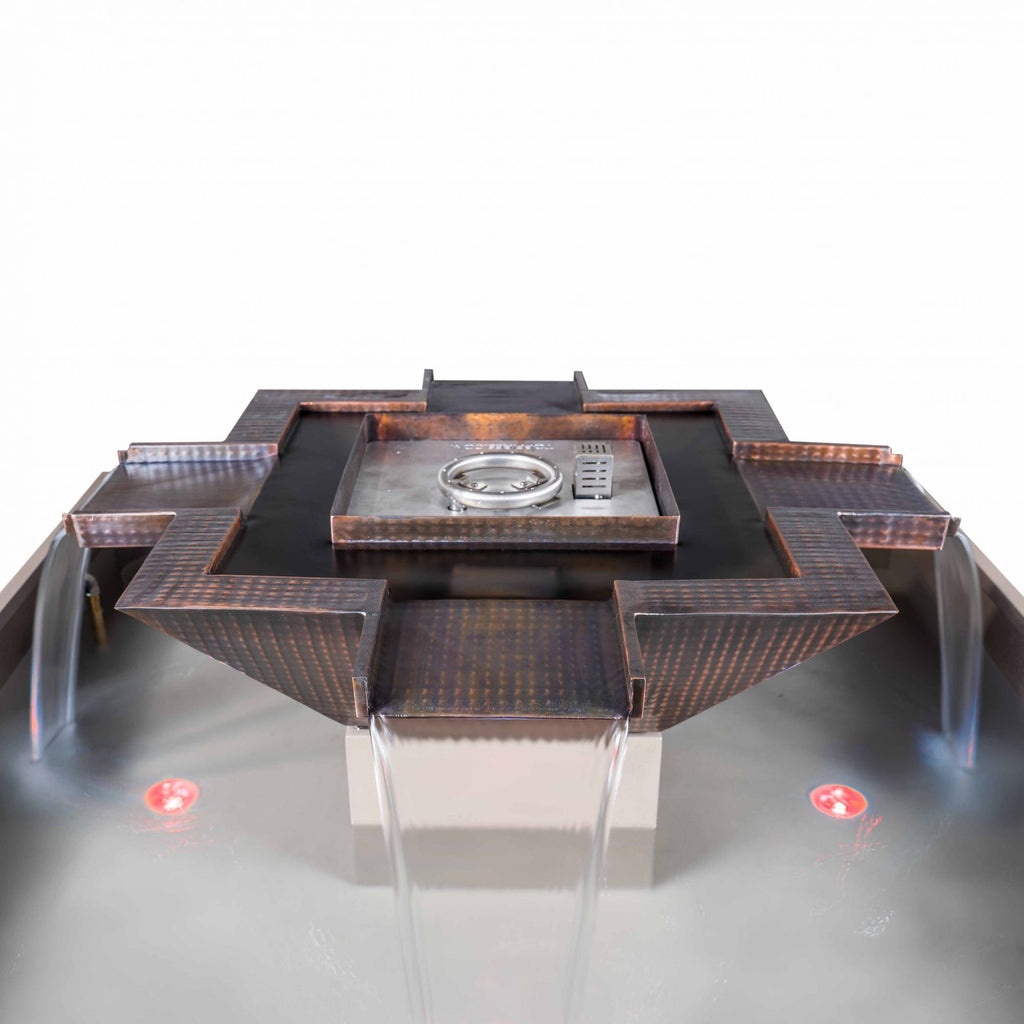 TOP Fires by The Outdoor Plus Olympian Square Copper 4-Way Fire and Water Bowl