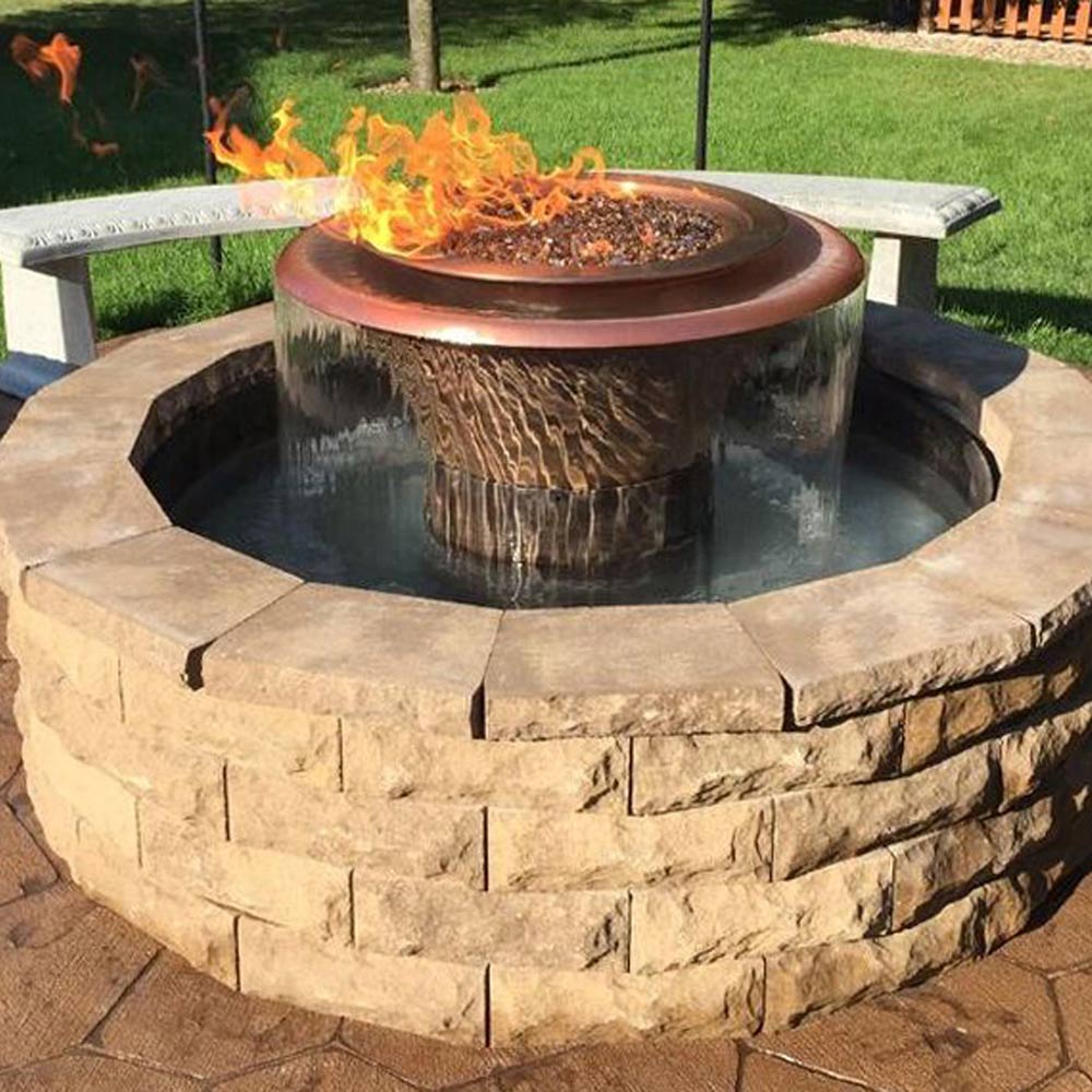 TOP Fires by The Outdoor Plus Olympian Round Copper 360 Fire and Water Bowl