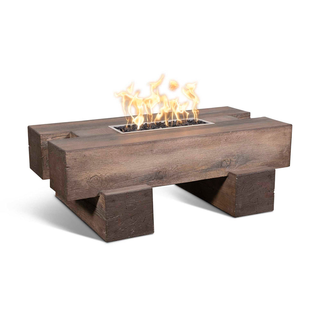 TOP Fires by The Outdoor Plus Palo 60x29-Inch Linear Wood Grain Concrete Gas Fire Pit
