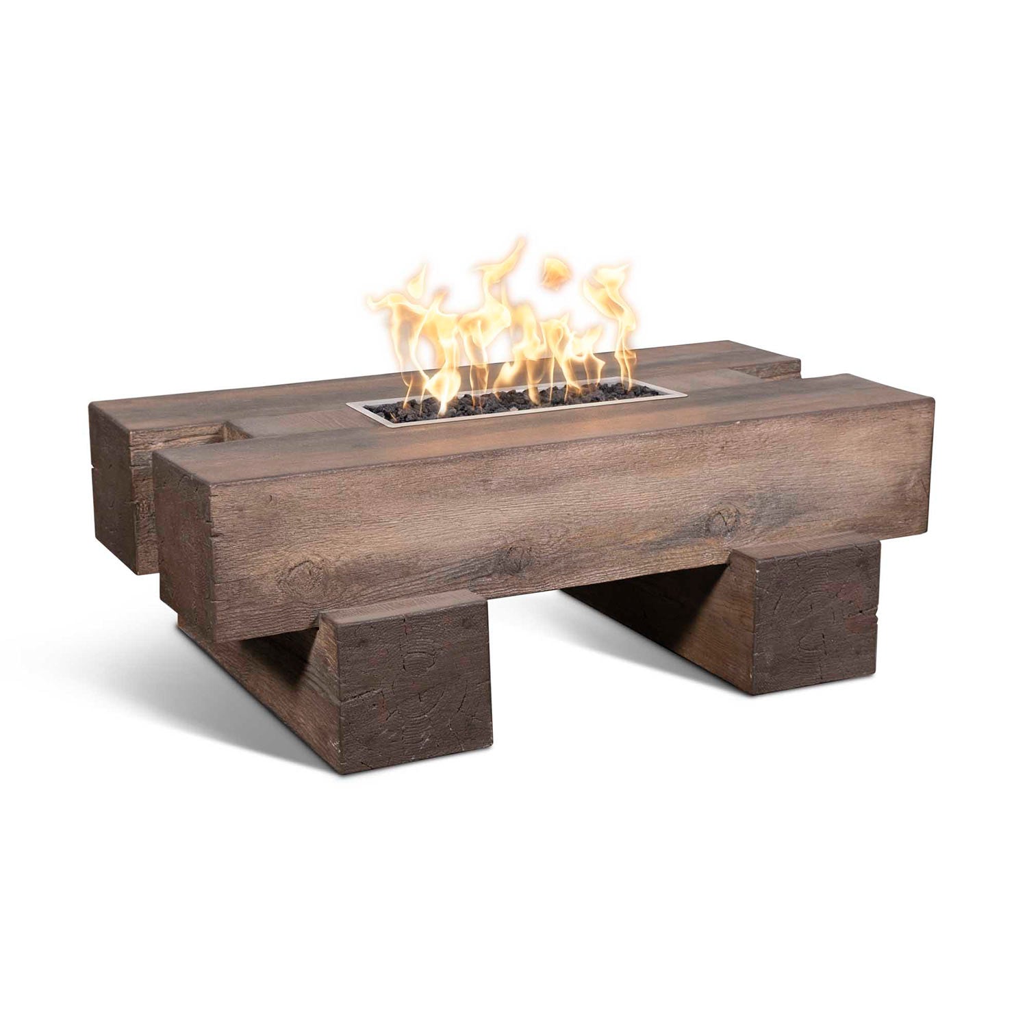 TOP Fires by The Outdoor Plus Palo 48x29-Inch Linear Wood Grain Concrete Gas Fire Pit