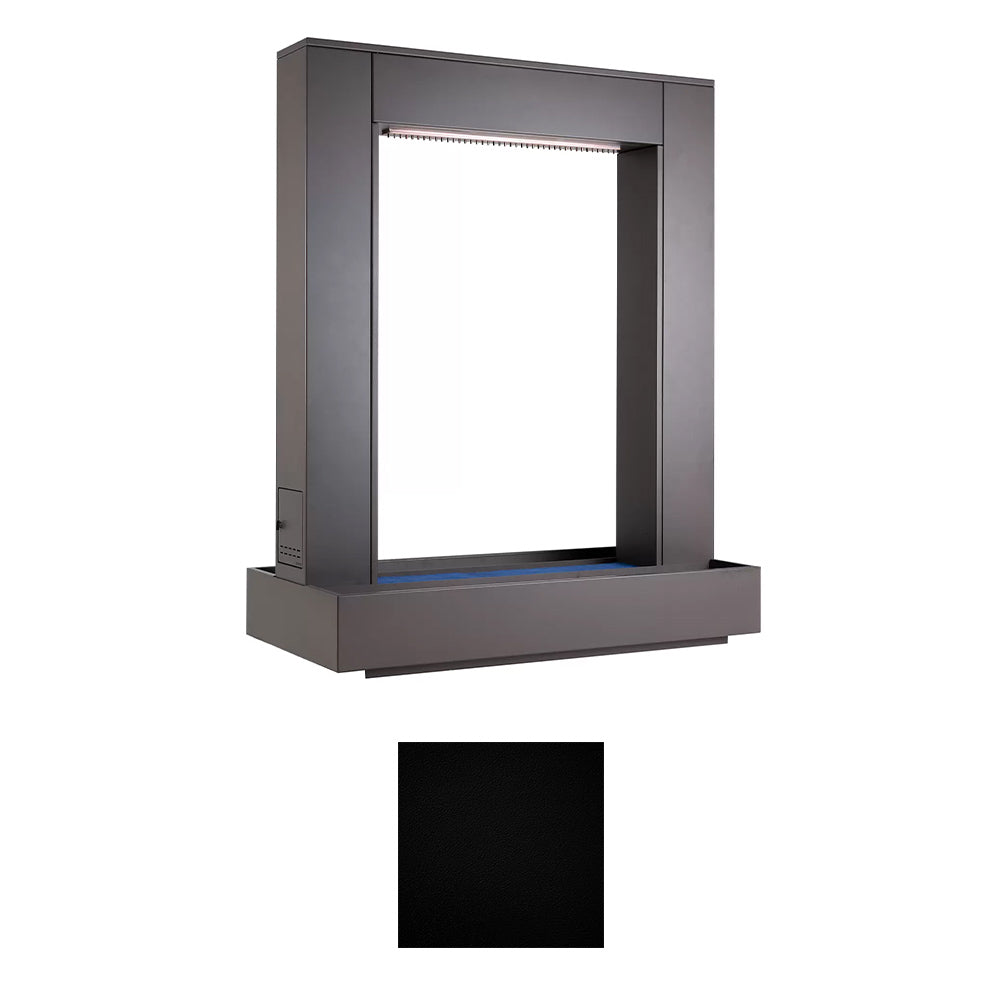 Dark gray 60-inch steel rain curtain waterfall enclosure with spray bar and base