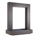 Dark gray 60-inch steel rain curtain waterfall with powder-coated frame and base