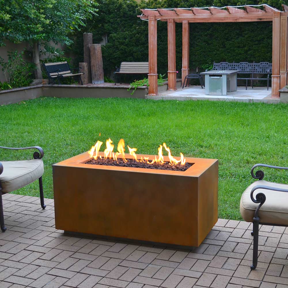 TOP Fires by The Outdoor Plus Pismo 84x24-Inch Linear Corten Steel Gas Fire Pit