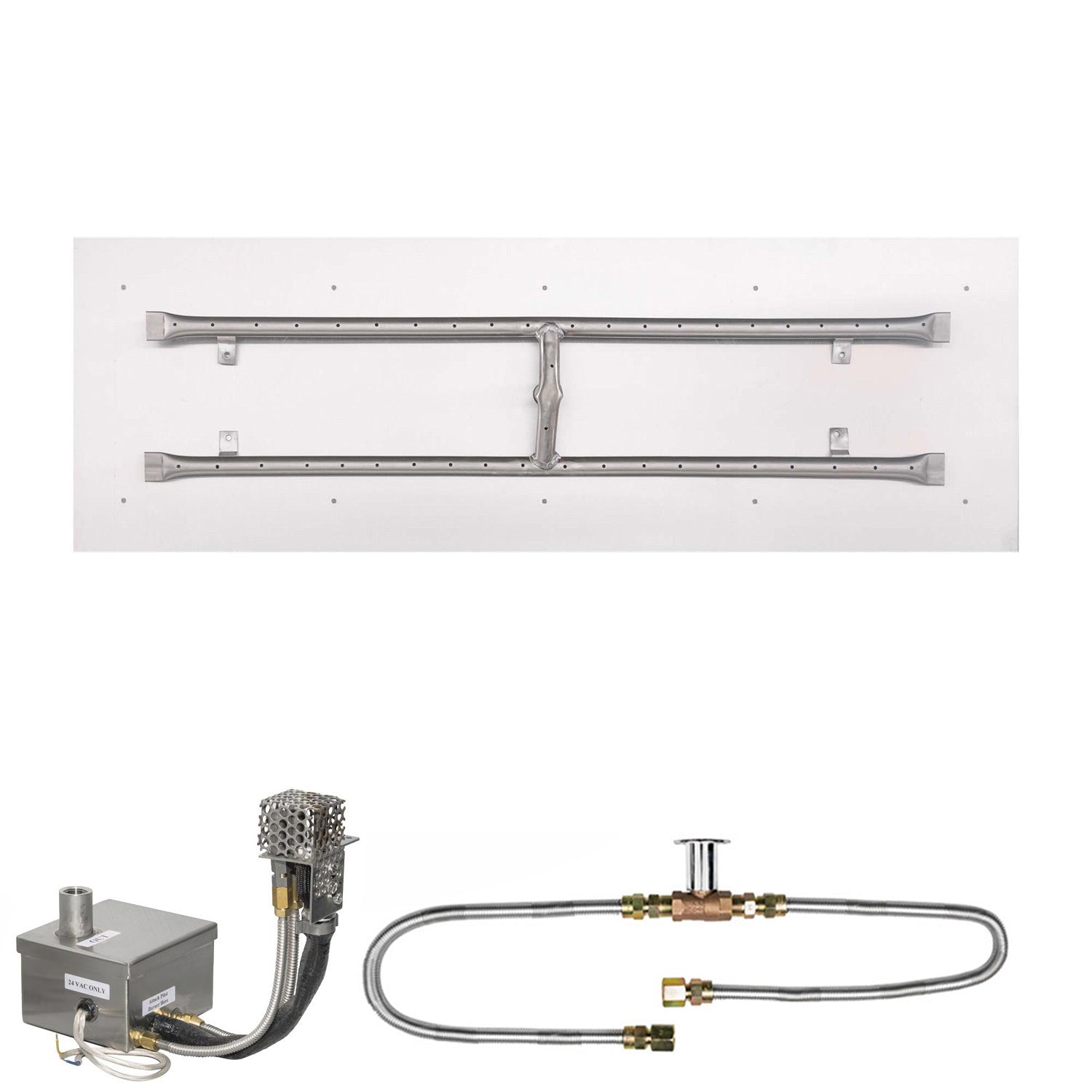 The Outdoor Plus Linear H-Style Electronic Ignition Gas Fire Pit Burner Kit