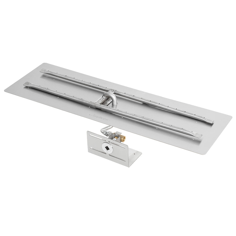Linear match gas fire pit burner kit, stainless burner and mounting bracket pieces