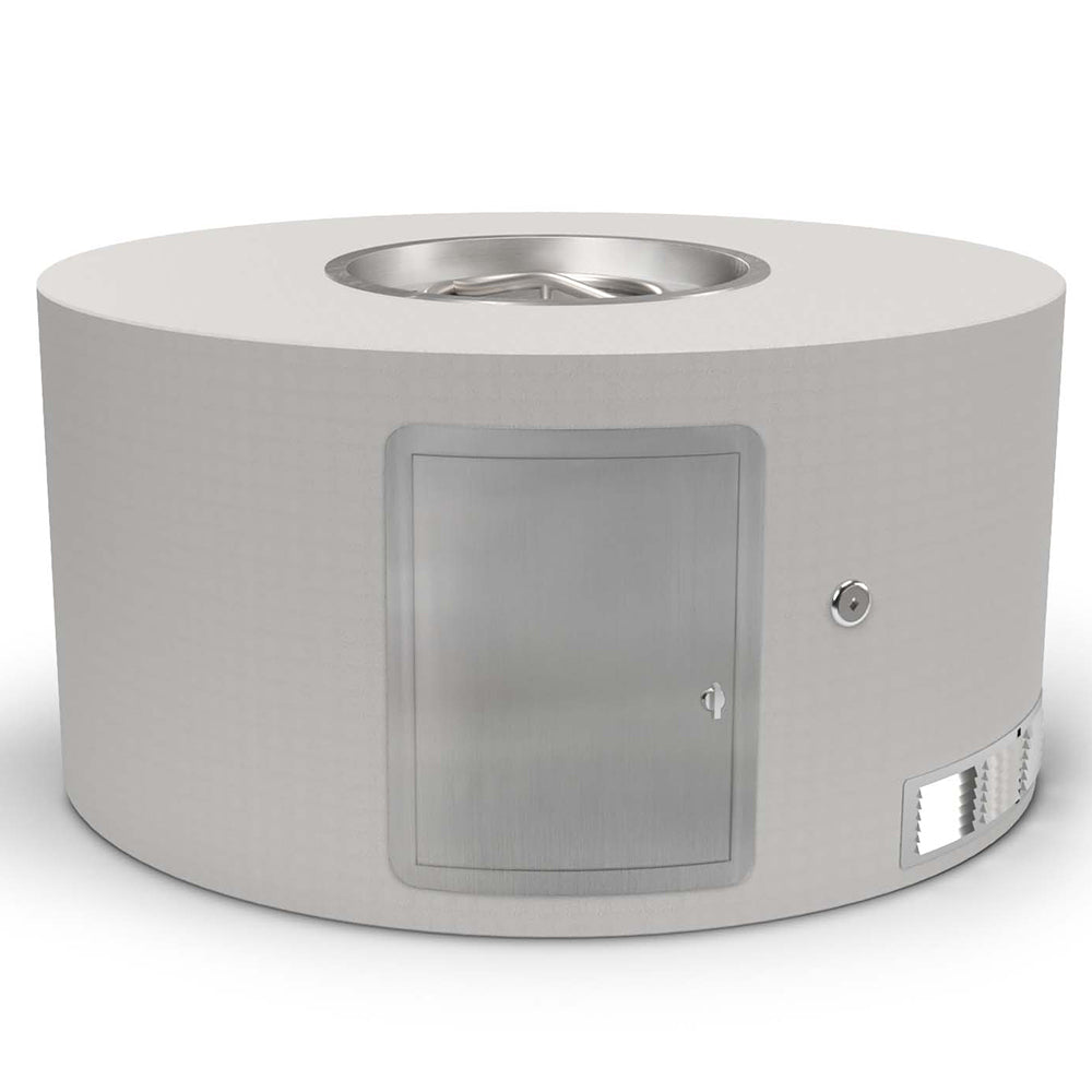 Round ready-to-finish fire pit kit with access door, stainless top opening, front vent