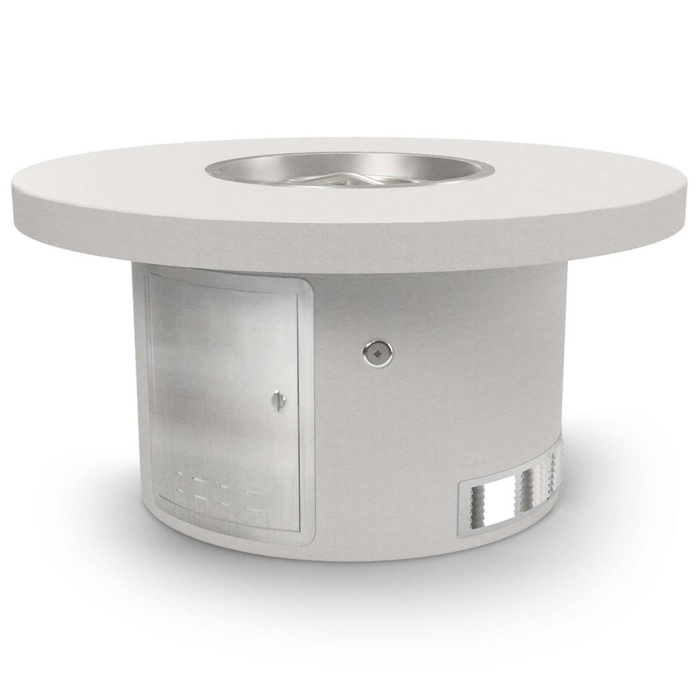 Round fire pit table kit with side access door and circular burner opening