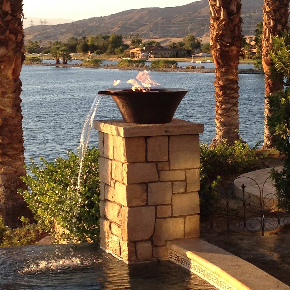 TOP Fires by The Outdoor Plus Cazo Round Powder Coat Gas Fire and Water Bowl