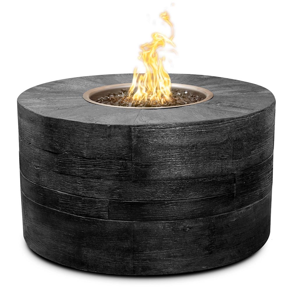 TOP Fires by The Outdoor Plus Sequoia 24-Inch Tall Round Wood Grain Concrete Gas Fire Pit
