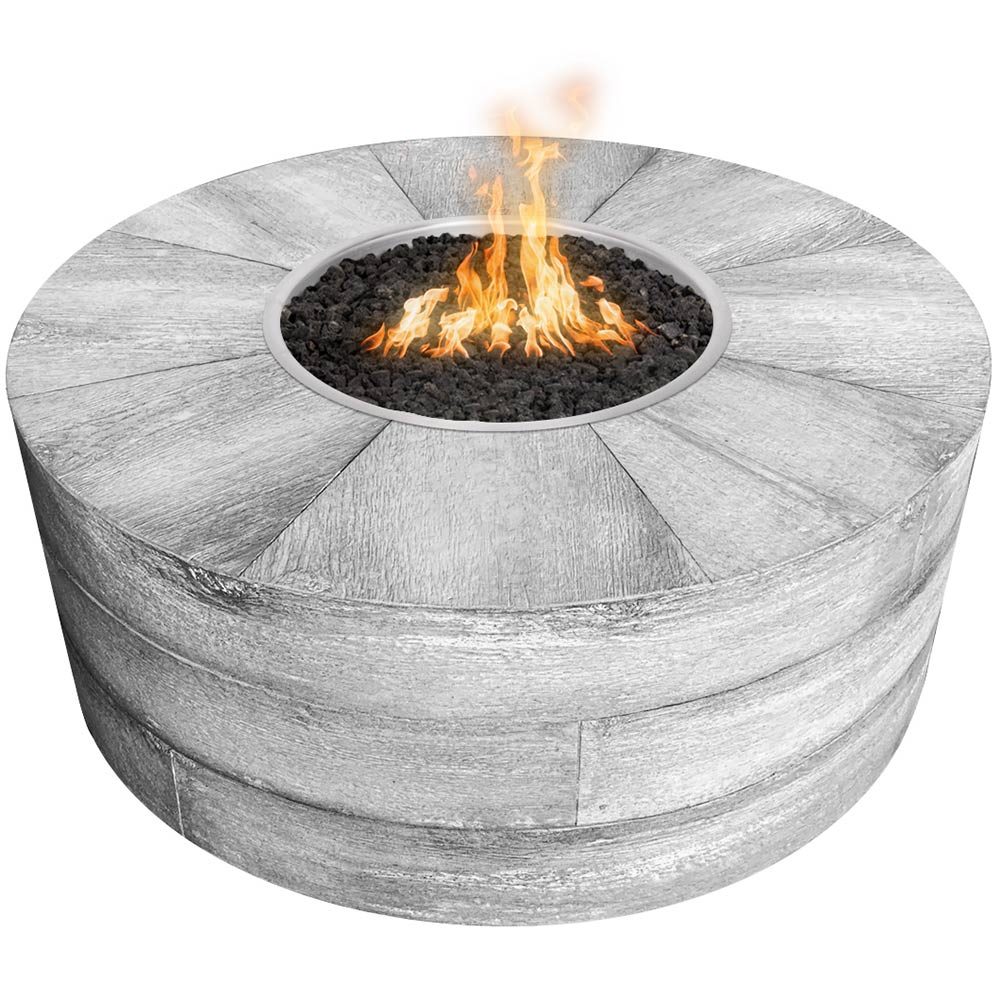 TOP Fires by The Outdoor Plus Sequoia 24-Inch Tall Round Wood Grain Concrete Gas Fire Pit