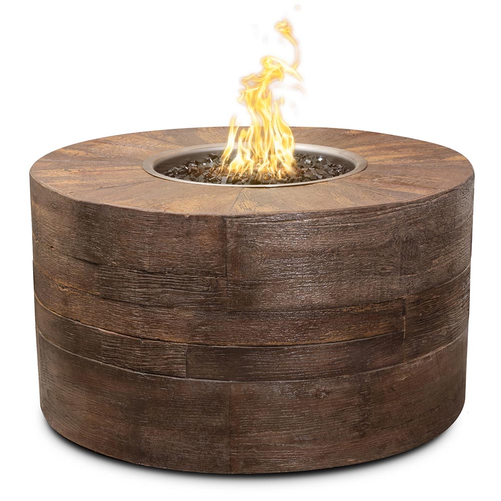 TOP Fires by The Outdoor Plus Sequoia 24-Inch Tall Round Wood Grain Concrete Gas Fire Pit