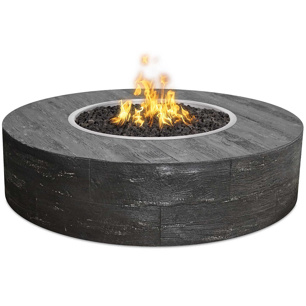 TOP Fires by The Outdoor Plus Sequoia 16-Inch Tall Round Wood Grain Concrete Gas Fire Pit