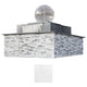 Square gas fire and water bowl with white stone surround and dark metal cap