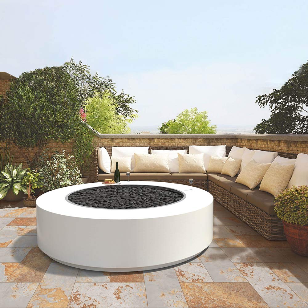 TOP Fires by The Outdoor Unity 60x18-Inch Round Powder Coated Steel Gas Fire Pit