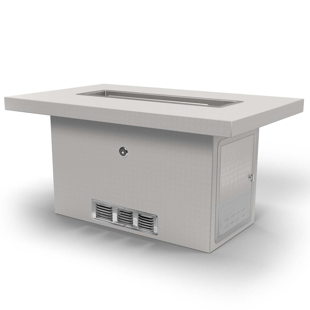 Rectangle fire pit table kit with burner opening, vent panel, and side access door