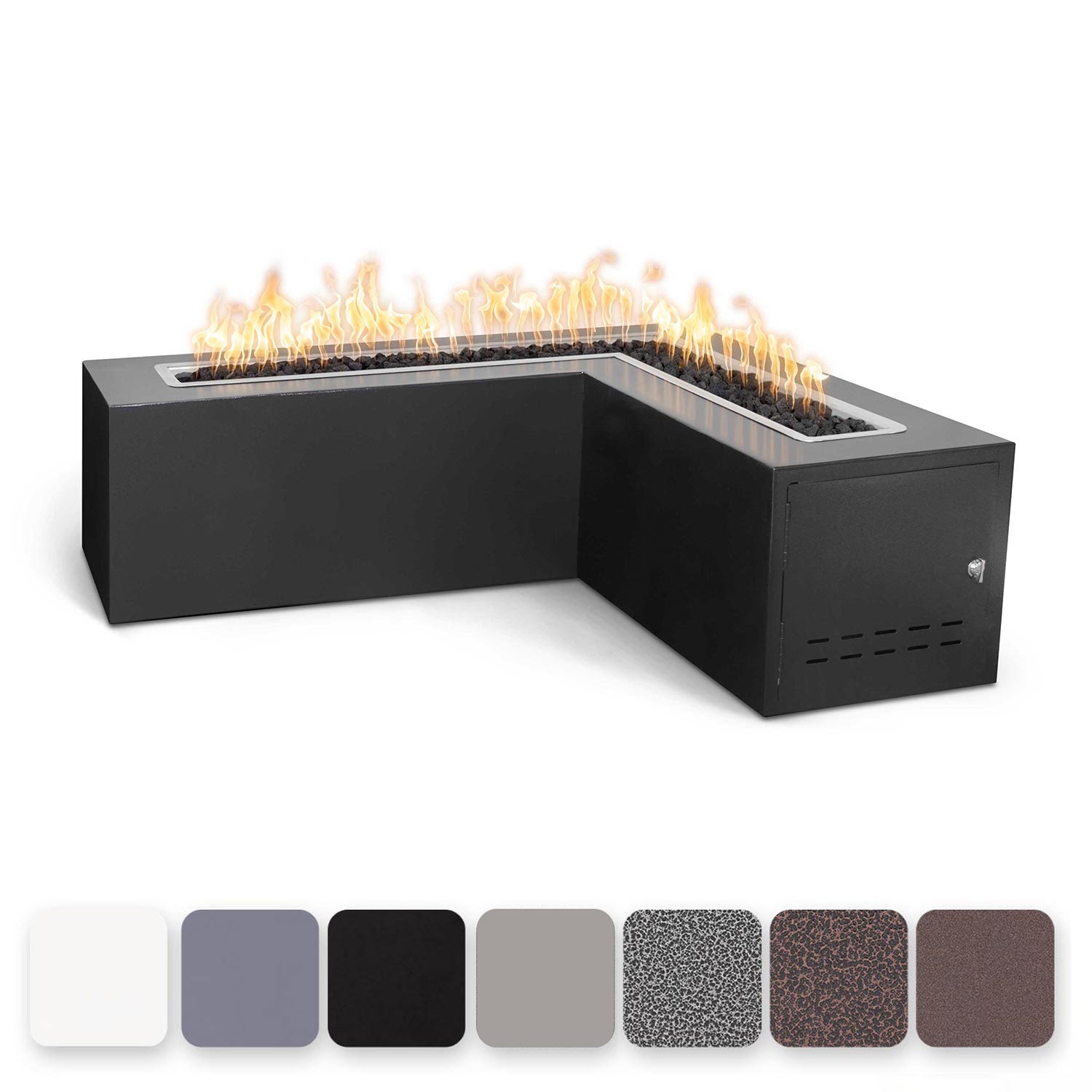 TOP Fires by The Outdoor Plus Whitney 48x24-Inch L-Shaped Powder Coated Steel Gas Fire Pit