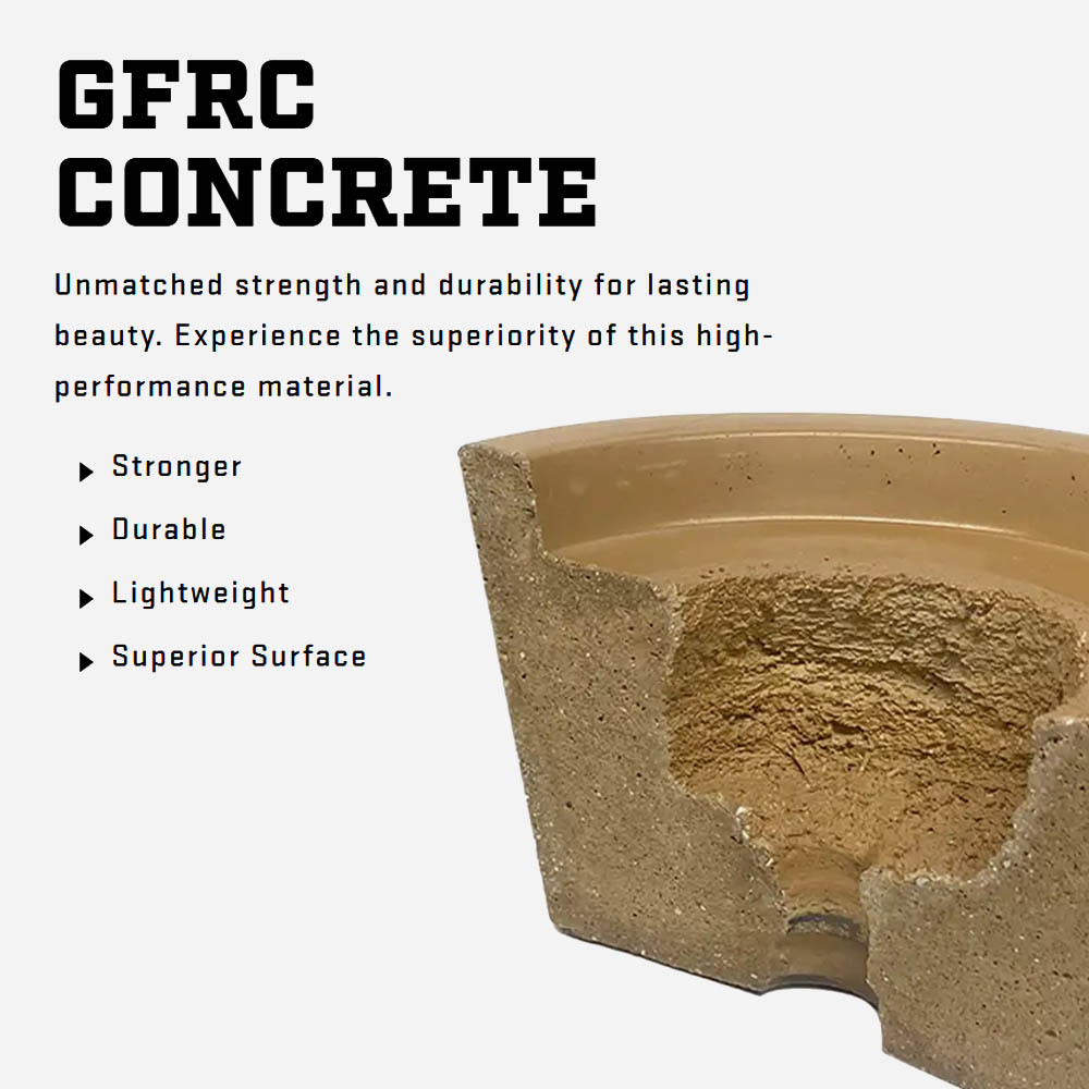 Concrete material block with smooth GFRC texture in tan/brown finish
