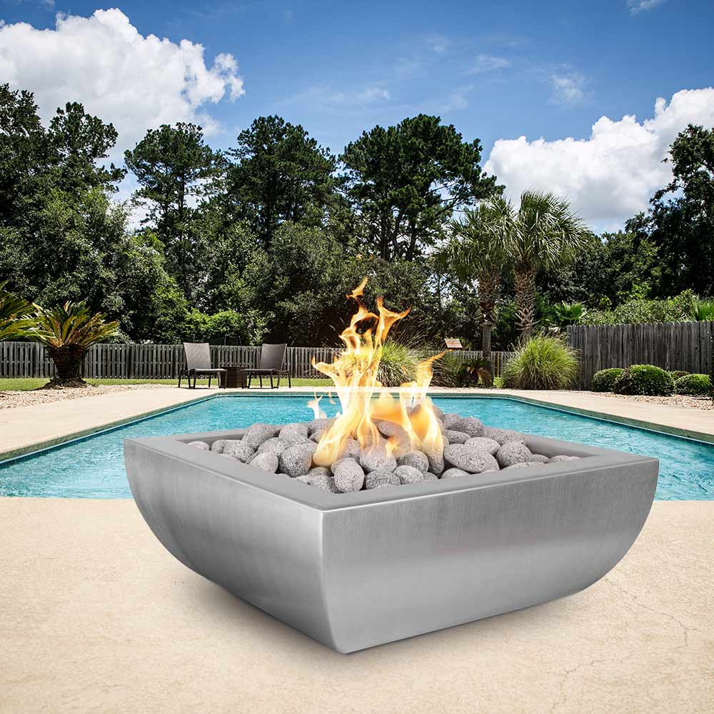 TOP Fires by The Outdoor Plus Avalon Square Stainless Steel Gas Fire Bowl