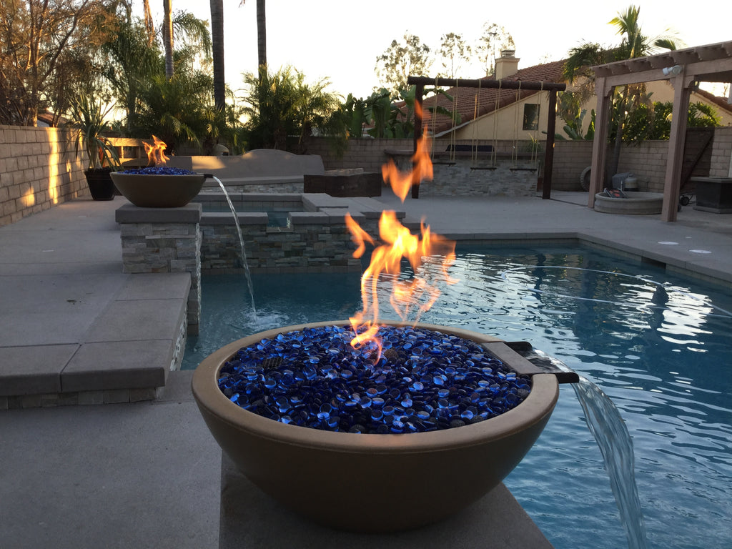 TOP Fires by The Outdoor Plus Sedona Round Concrete Gas Fire and Water Bowl