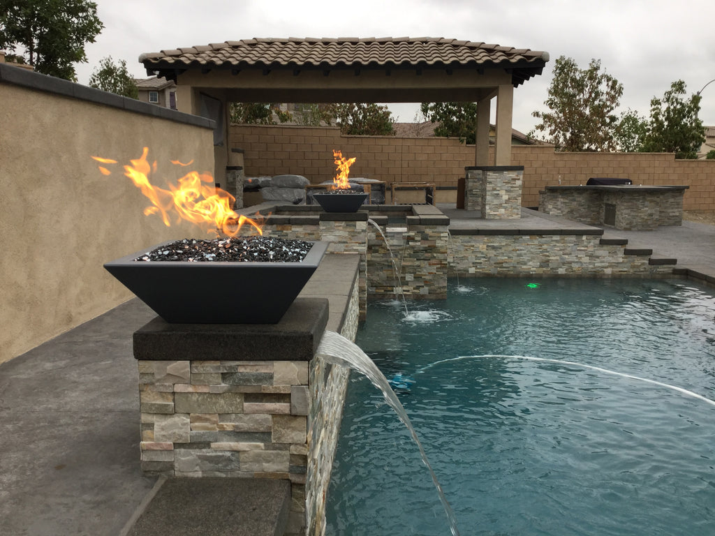 TOP Fires by The Outdoor Plus Maya Square Concrete Gas Fire Bowl