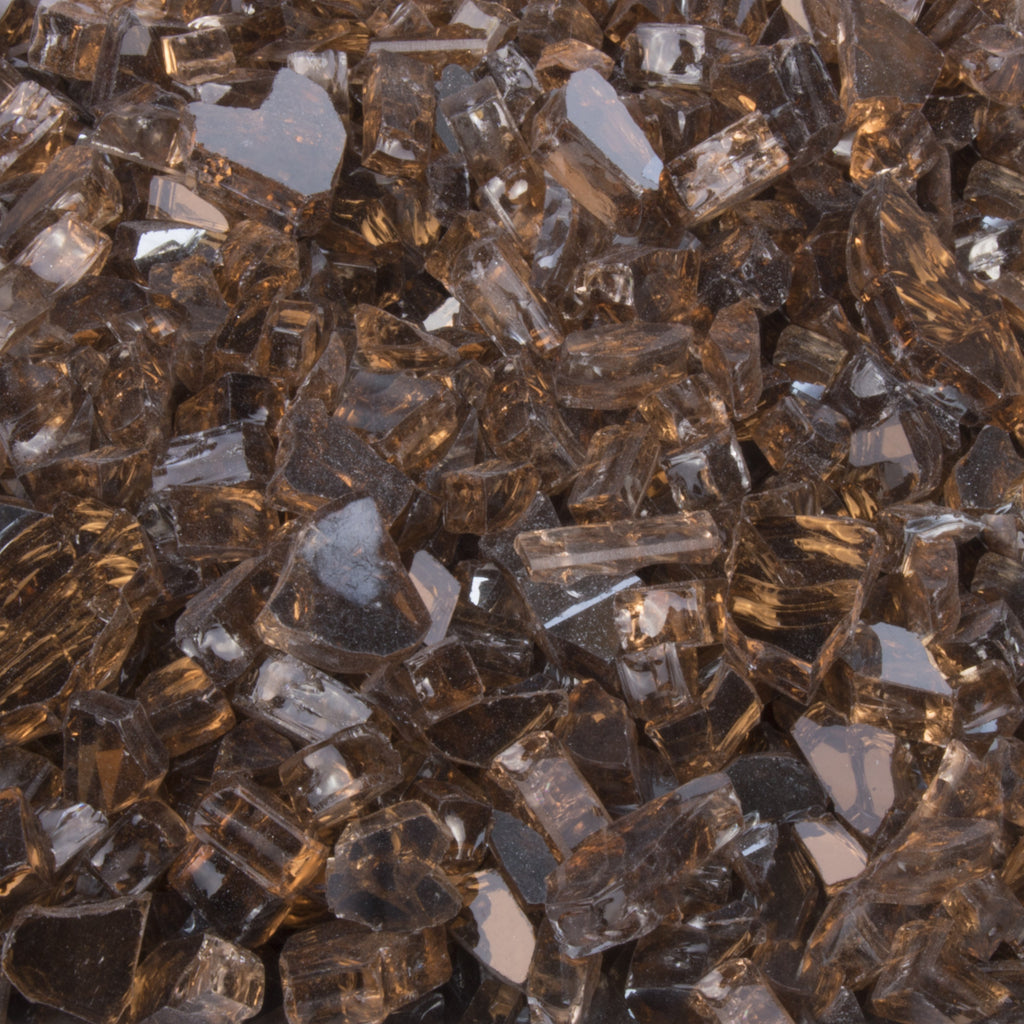 Copper reflective fire glass shards for outdoor fire pits