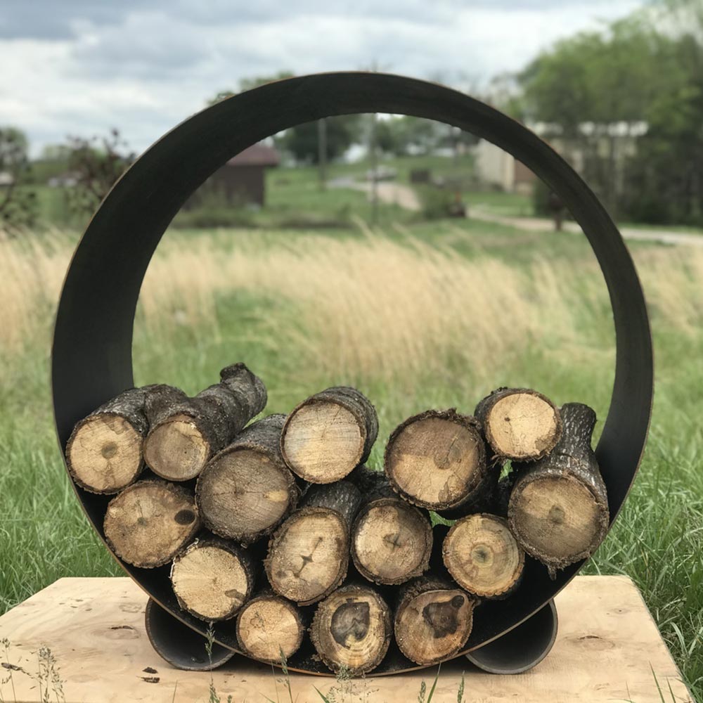 Fire Pit Art The Orbit Round Steel Log Rack