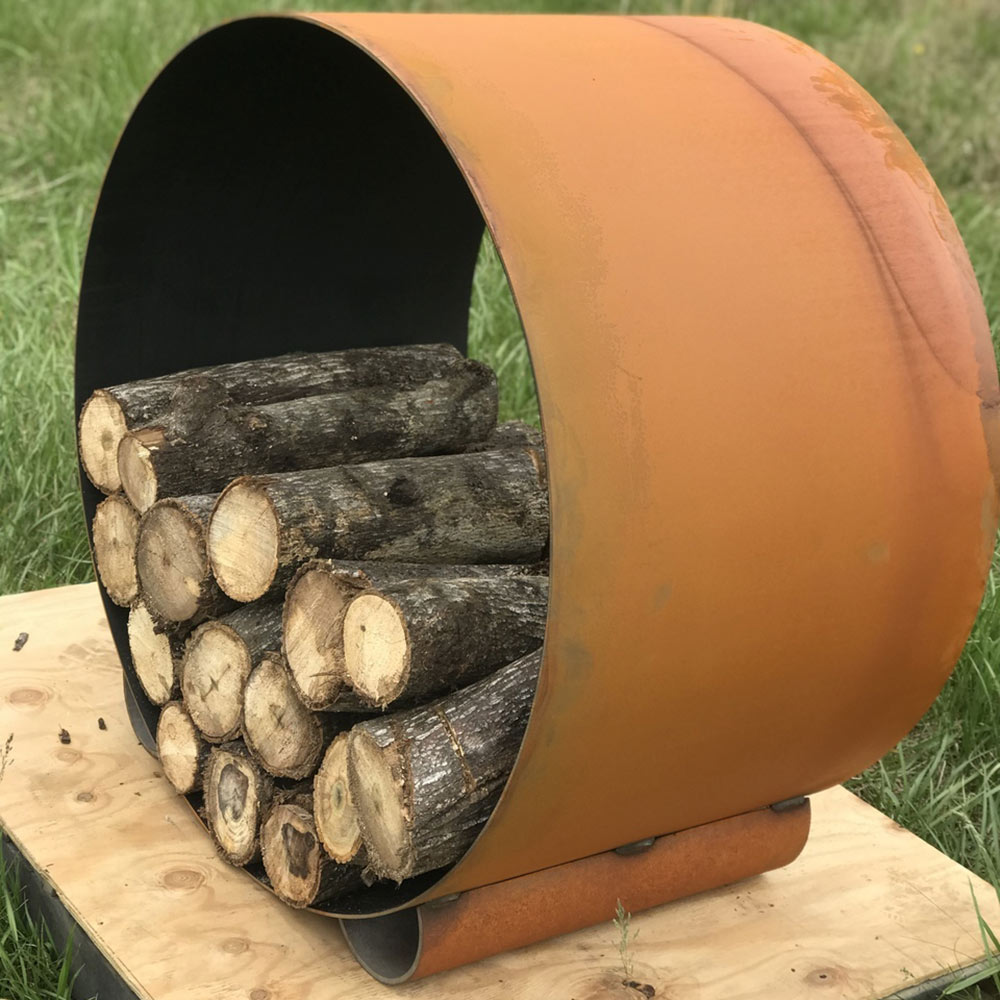 Fire Pit Art The Orbit Round Steel Wood Log Rack - Thumbnail 2