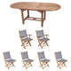 Royal Teak Collection P10 7-Piece Teak Patio Dining Set with 60/78-Inch Oval Expansion Table & Sailmate Sling Folding Chairs