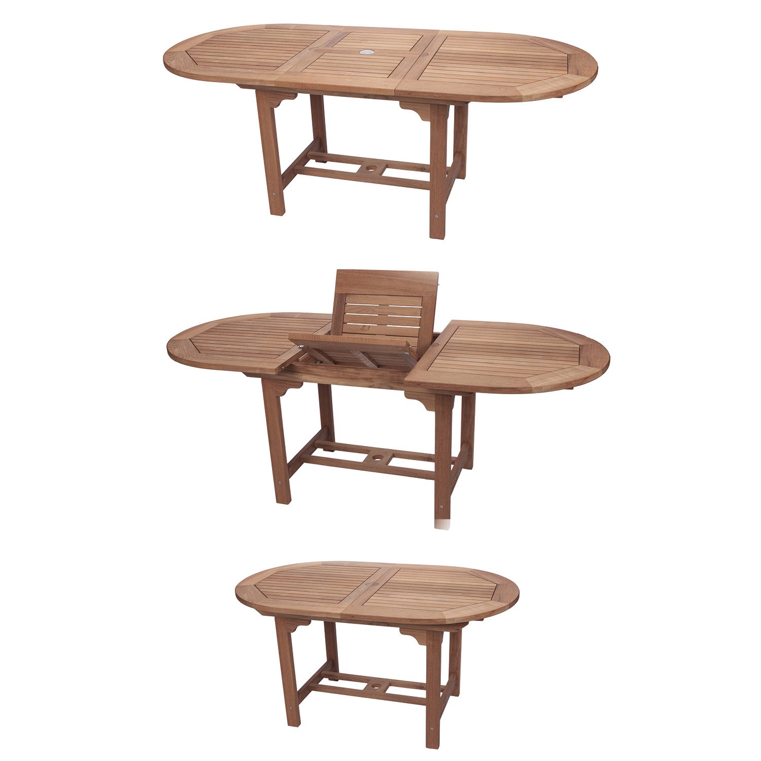 Royal Teak Collection P21 9-Piece Teak Patio Dining Set with 96/120-Inch Oval Expansion Table & Avant Stacking Chairs