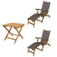 Royal Teak Collection P137 3-Piece Teak Patio Conversation Set with Sling Steamer Loungers & 20-Inch Square Folding Picnic Table
