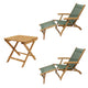 Royal Teak Collection P137 3-Piece Teak Patio Conversation Set with Sling Steamer Loungers & 20-Inch Square Folding Picnic Table