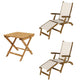 Royal Teak Collection P137 3-Piece Teak Patio Conversation Set with Sling Steamer Loungers & 20-Inch Square Folding Picnic Table
