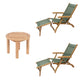Royal Teak Collection P140 3-Piece Teak Patio Conversation Set with Sling Steamer Loungers & 20-Inch Round Side Table