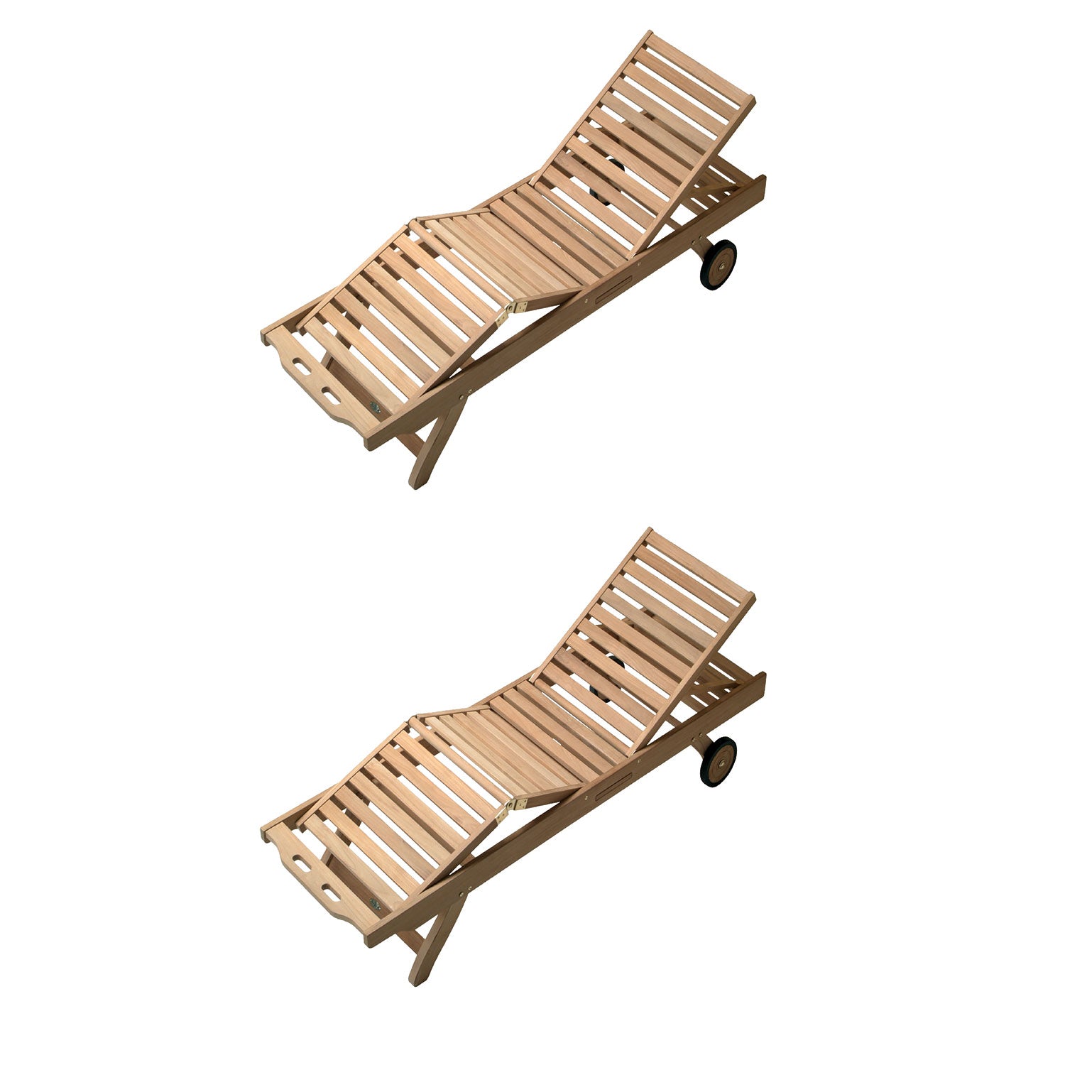 Royal Teak Collection P144 2-Piece Teak Patio Conversation Set with 2 Sun Bed Loungers