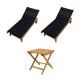Royal Teak Collection P147 3-Piece Teak Patio Conversation Set with Sling Sundaze Loungers & 20-Inch Square Folding Picnic Table