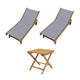 Royal Teak Collection P147 3-Piece Teak Patio Conversation Set with Sling Sundaze Loungers & 20-Inch Square Folding Picnic Table