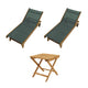 Royal Teak Collection P147 3-Piece Teak Patio Conversation Set with Sling Sundaze Loungers & 20-Inch Square Folding Picnic Table