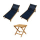 Royal Teak Collection P147 3-Piece Teak Patio Conversation Set with Sling Sundaze Loungers & 20-Inch Square Folding Picnic Table