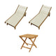 Royal Teak Collection P147 3-Piece Teak Patio Conversation Set with Sling Sundaze Loungers & 20-Inch Square Folding Picnic Table