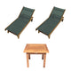 Royal Teak Collection P148 3-Piece Teak Patio Conversation Set with Sling Sundaze Loungers & 20-Inch Square Side Table