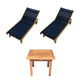 Royal Teak Collection P148 3-Piece Teak Patio Conversation Set with Sling Sundaze Loungers & 20-Inch Square Side Table