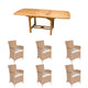Royal Teak Collection P152 7-Piece Teak Patio Dining Set with 60/78x35-Inch Rectangular Expansion Table & Helena Full-Weave Wicker Chairs