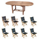 Royal Teak Collection P15 9-Piece Teak Patio Dining Set with 72/96-Inch Oval Expansion Table & Sailmate Sling Folding Chairs