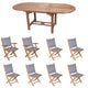 Royal Teak Collection P15 9-Piece Teak Patio Dining Set with 72/96-Inch Oval Expansion Table & Sailmate Sling Folding Chairs
